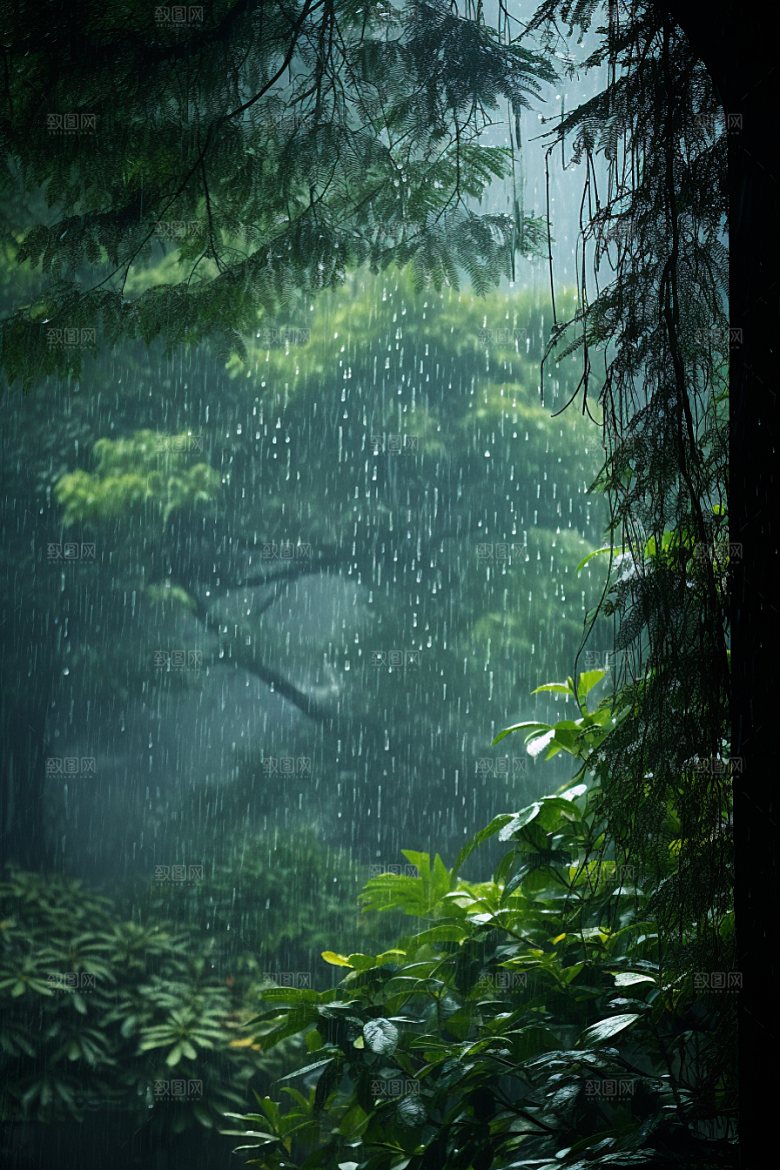 暴雨室外大雨摄影图