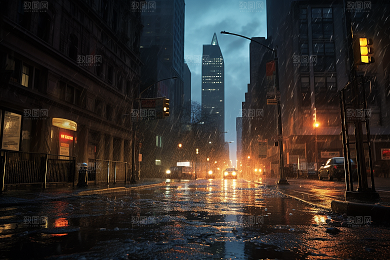 暴雨雨夜大雨摄影图