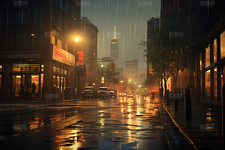 暴雨安静下雨摄影图