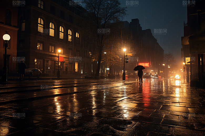 暴雨雨天户外摄影图