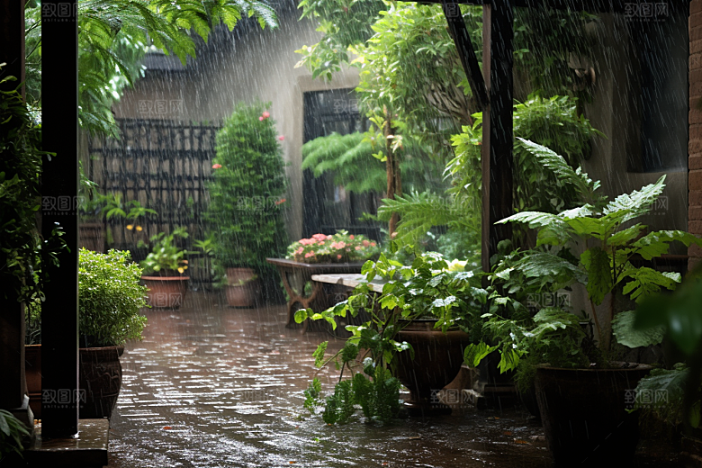 暴雨室外雨夜摄影图