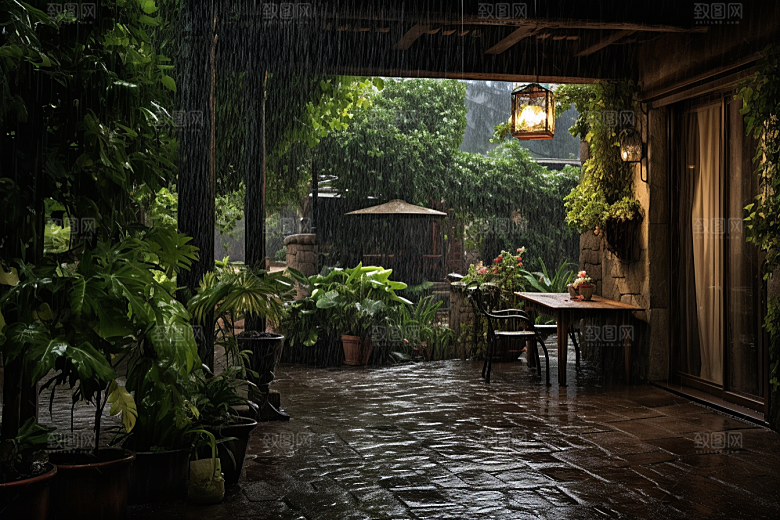 暴雨雨天下雨摄影图