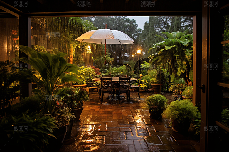 暴雨室外大雨摄影图