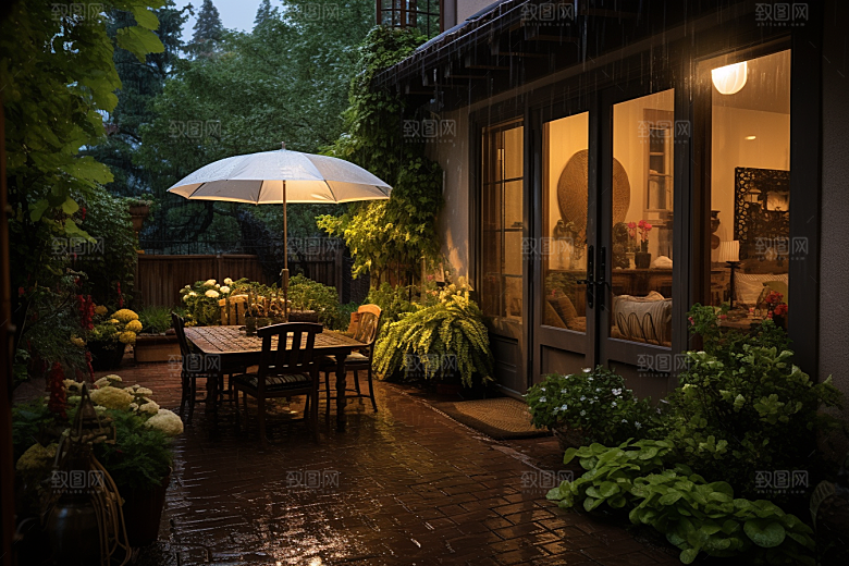 暴雨雨夜户外摄影图