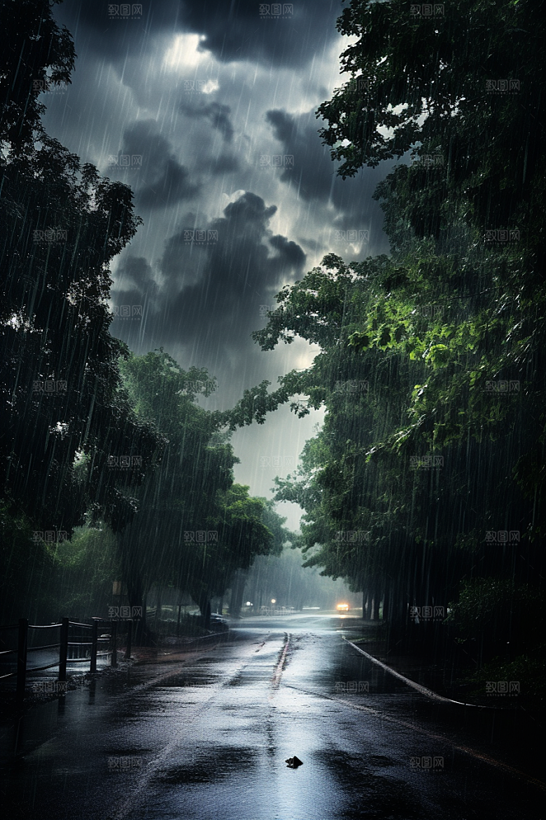 暴雨环境大雨摄影图