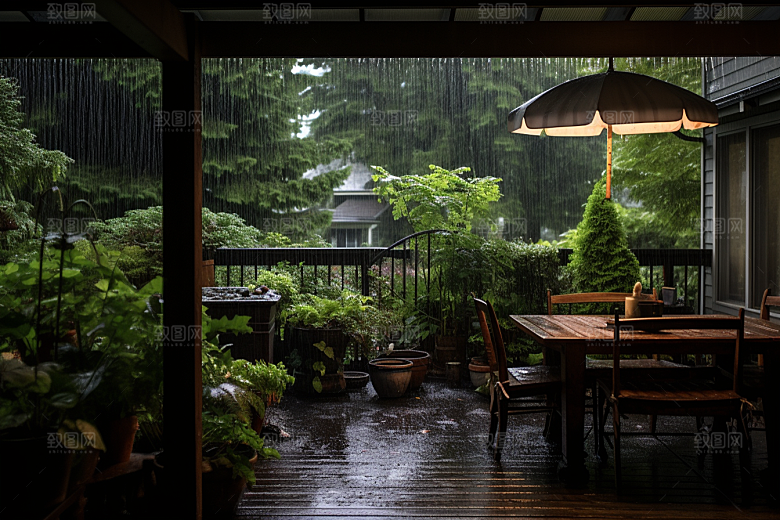 暴雨安静室外摄影图