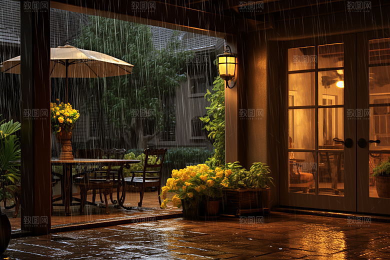 暴雨室外大雨摄影图