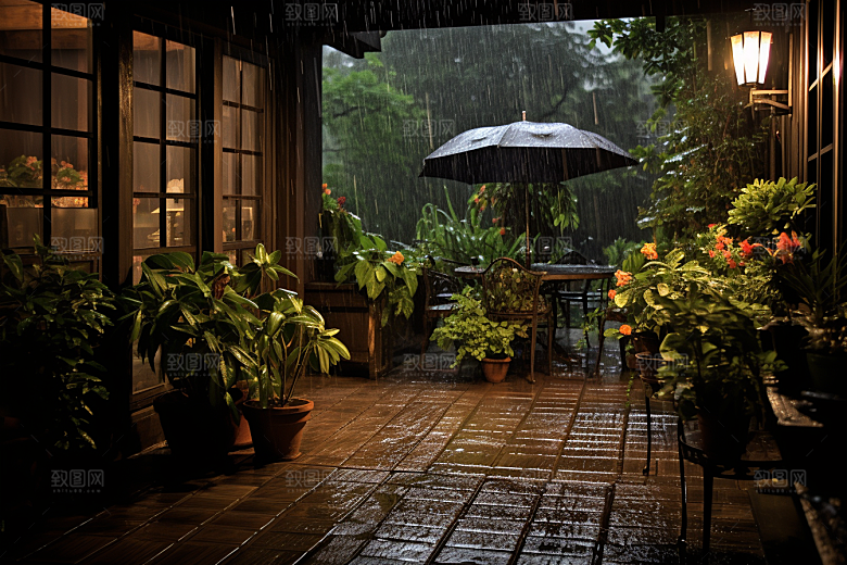 暴雨下雨户外摄影图