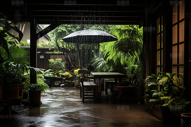 暴雨室外大雨摄影图