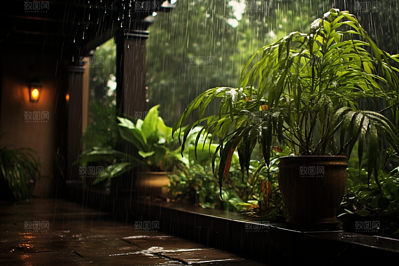 暴雨雨夜自然摄影图