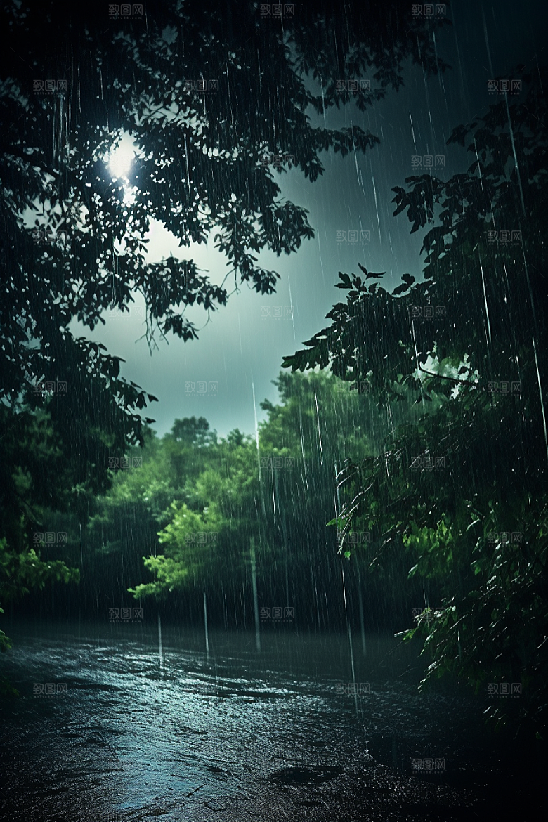 暴雨高清雨夜摄影图
