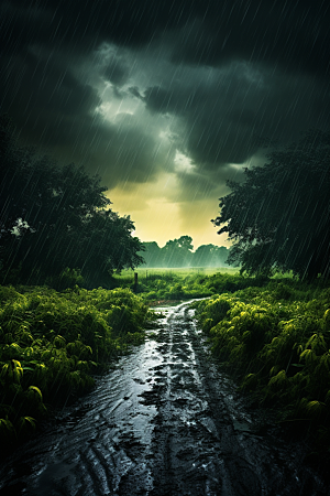 暴雨雨天户外摄影图