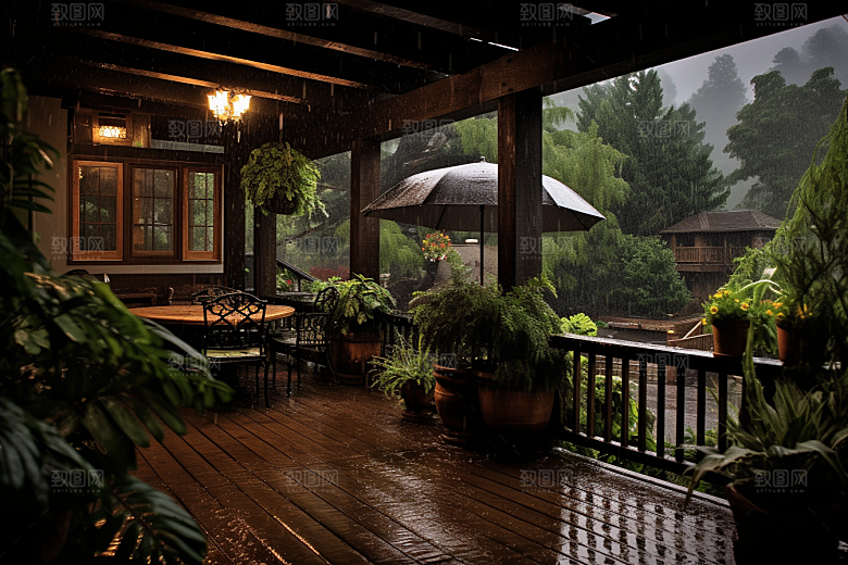 暴雨雨天环境摄影图
