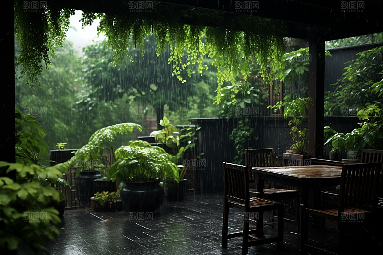 暴雨大雨室外摄影图