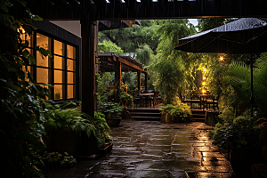 暴雨雨夜户外摄影图