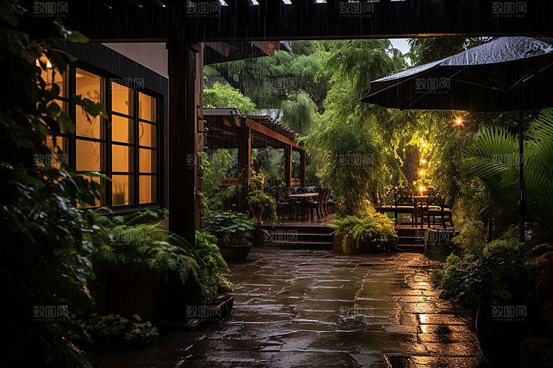 暴雨雨夜户外摄影图