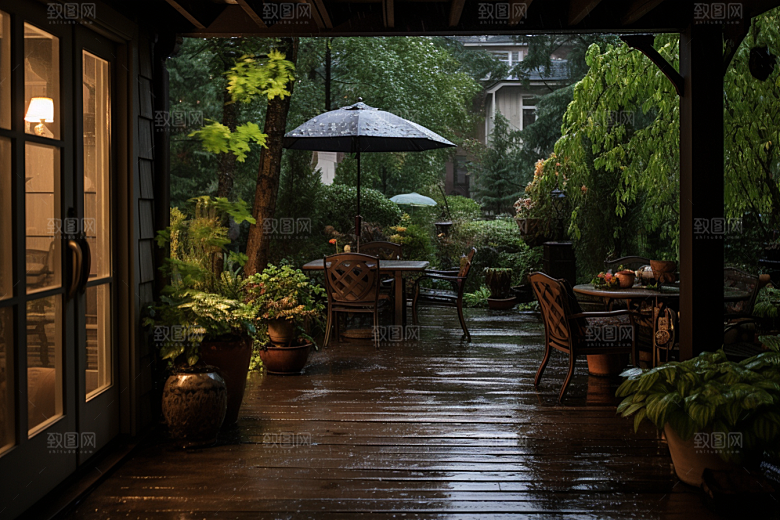 暴雨雨夜下雨摄影图