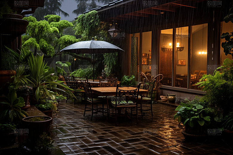 暴雨安静雨夜摄影图