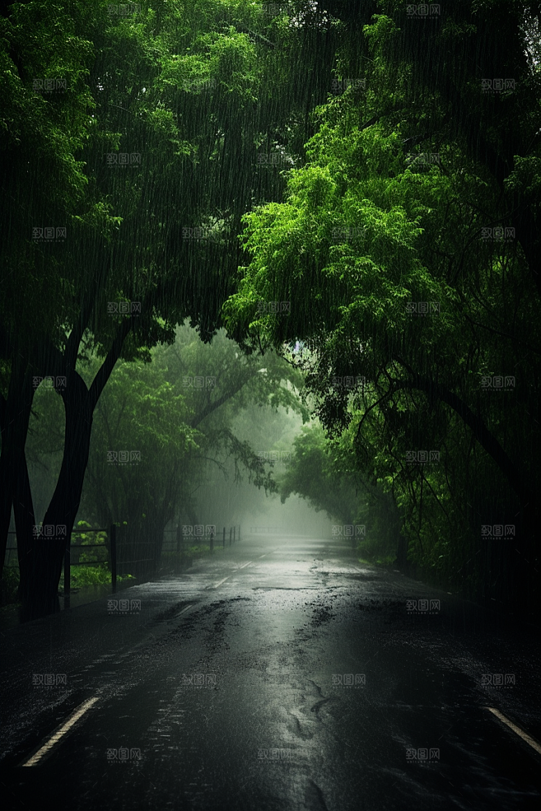 暴雨高清下雨摄影图