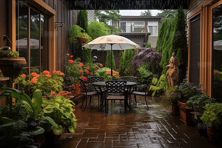 暴雨安静下雨摄影图