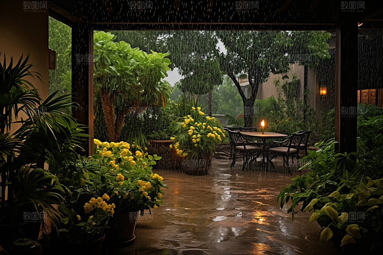 暴雨自然雨夜摄影图