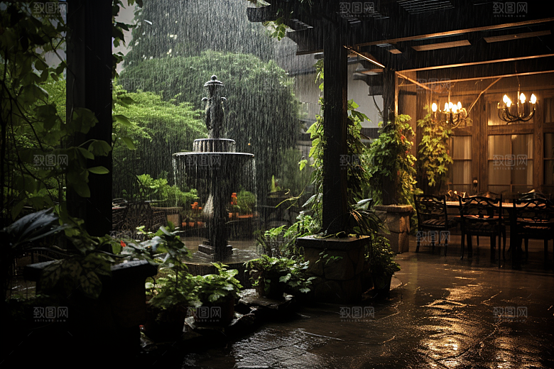 暴雨自然雨夜摄影图