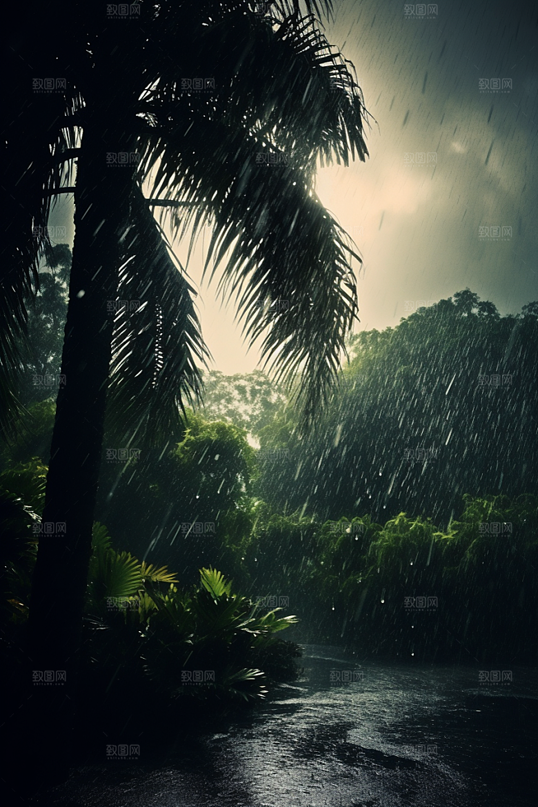 暴雨户外下雨摄影图