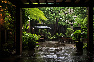 暴雨雨夜室外摄影图