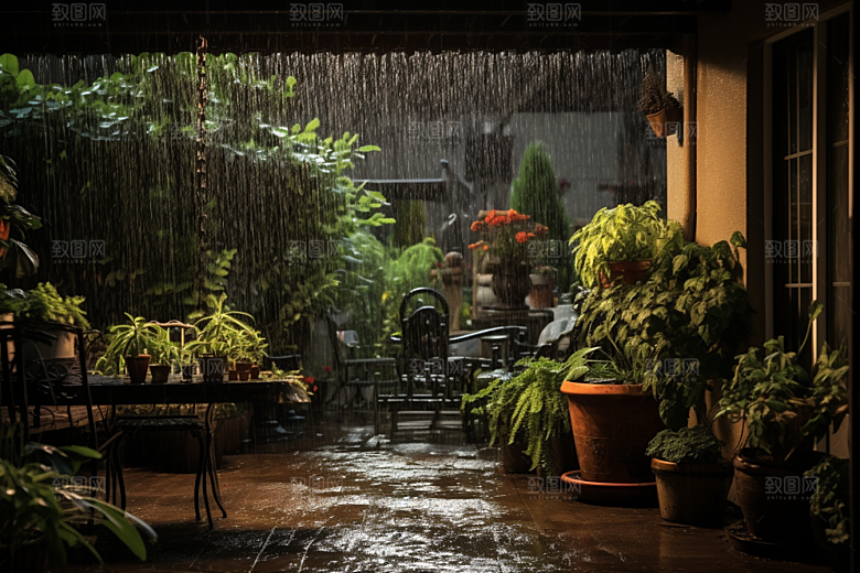 暴雨安静下雨摄影图