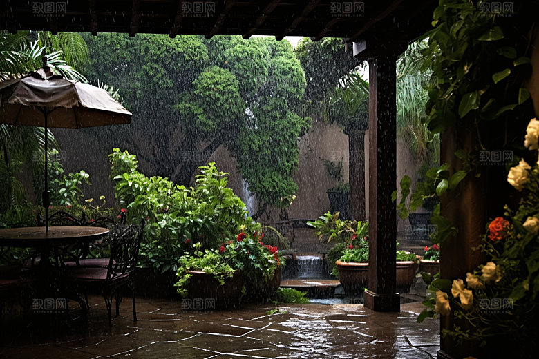 暴雨下雨自然摄影图