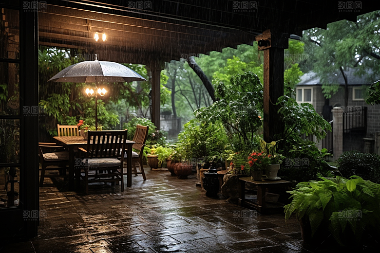 暴雨雨夜自然摄影图