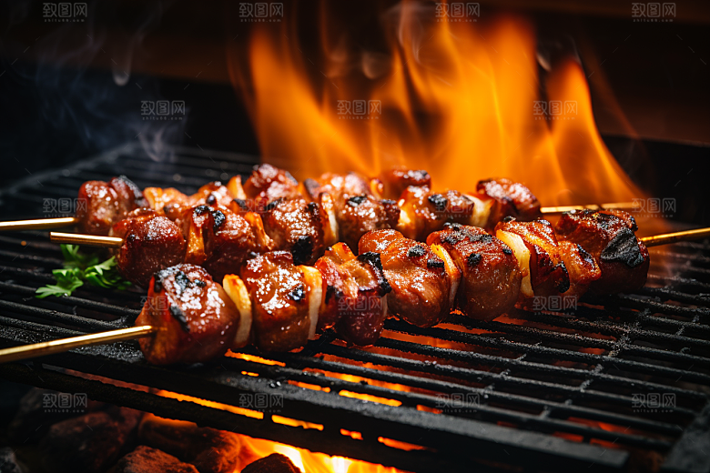 BBQ烧烤高清烤肉摄影图