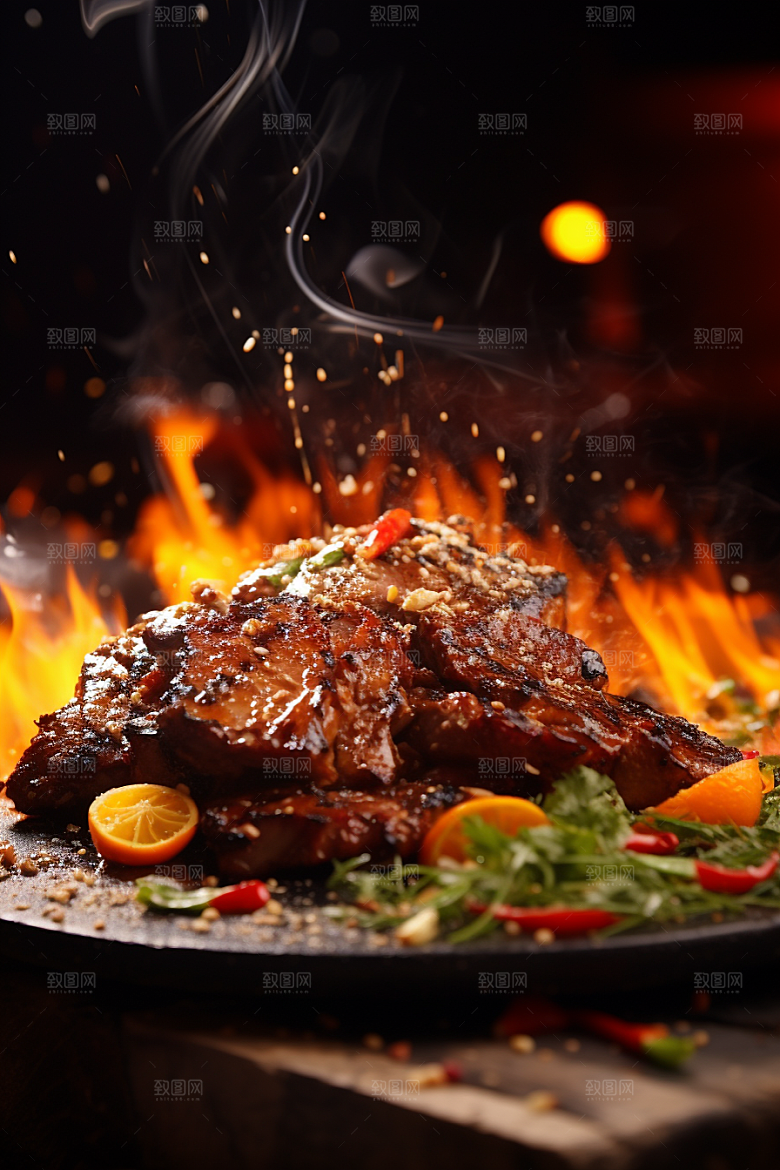 BBQ烧烤大肉串高清摄影图