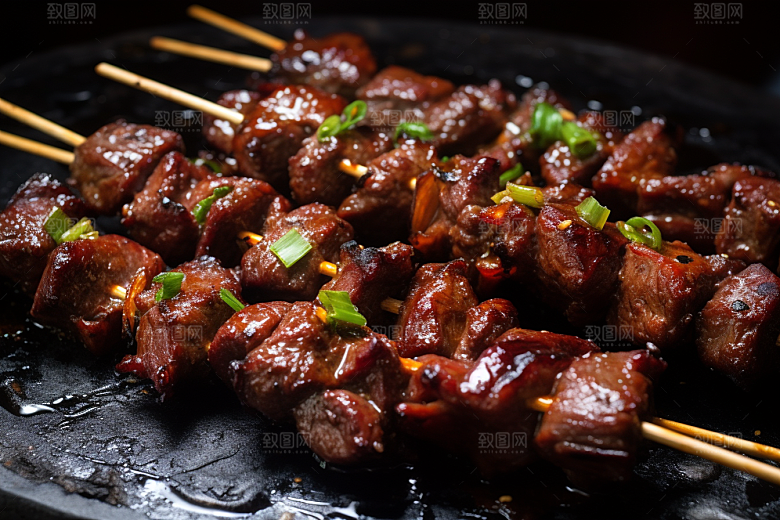BBQ烧烤大肉串美食摄影图
