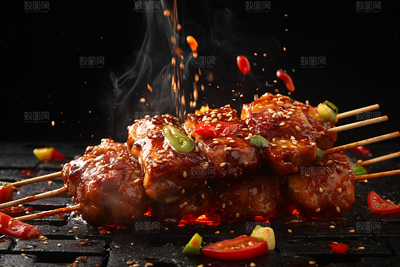 BBQ烧烤街头烧烤美食摄影图