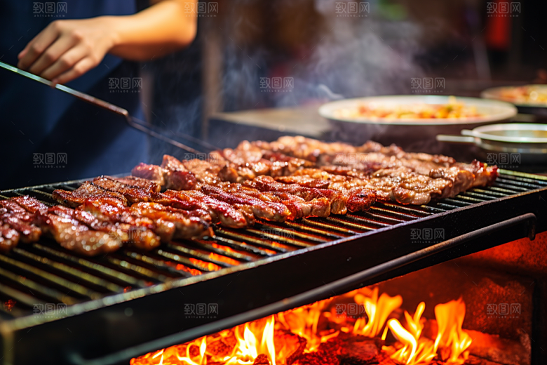 BBQ烧烤街头烧烤高清摄影图