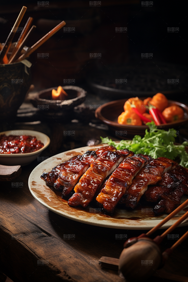 BBQ烧烤街头烧烤烤肉摄影图