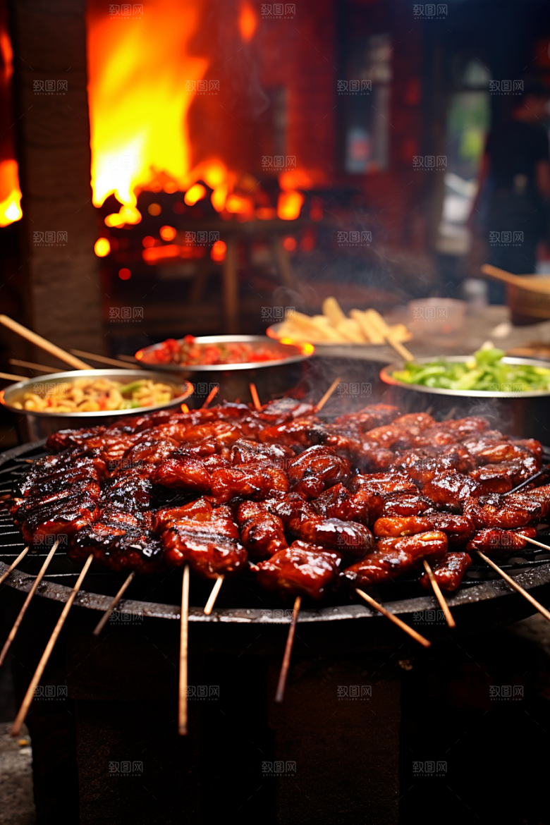 BBQ烧烤街头烧烤巴西烤肉摄影图