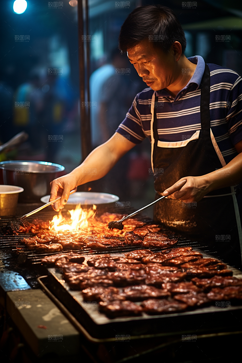 BBQ烧烤街头烧烤烤肉摄影图