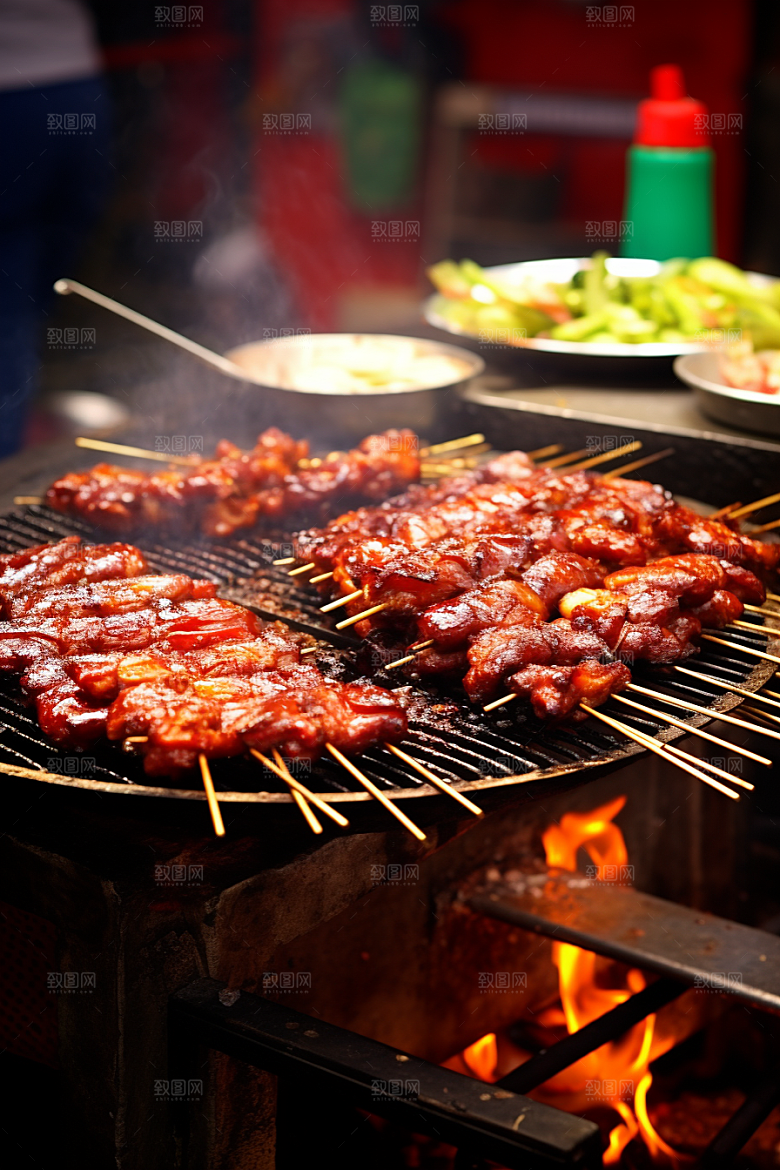 BBQ烧烤巴西烤肉街头烧烤摄影图