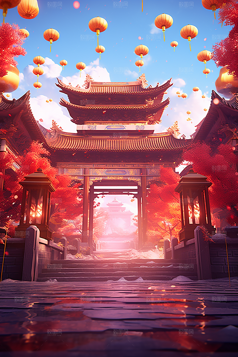 新春开门红新年中国风背景