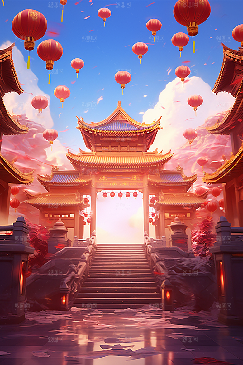 新春开门红电商促销中国风背景