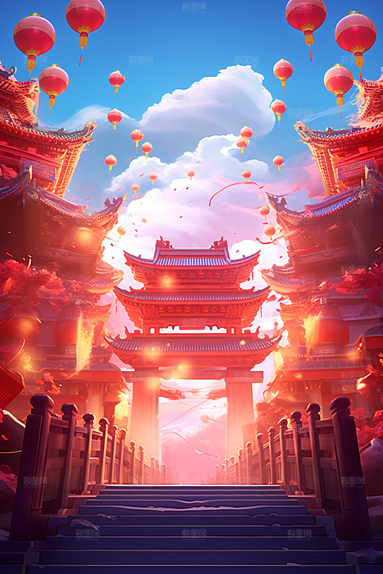 新春开门红节日节庆新年背景
