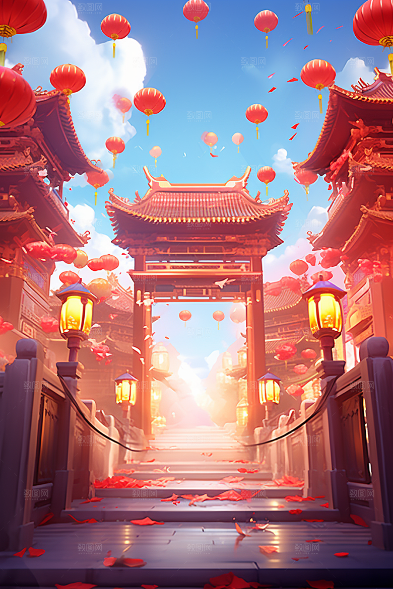 新春开门红中国风春节背景