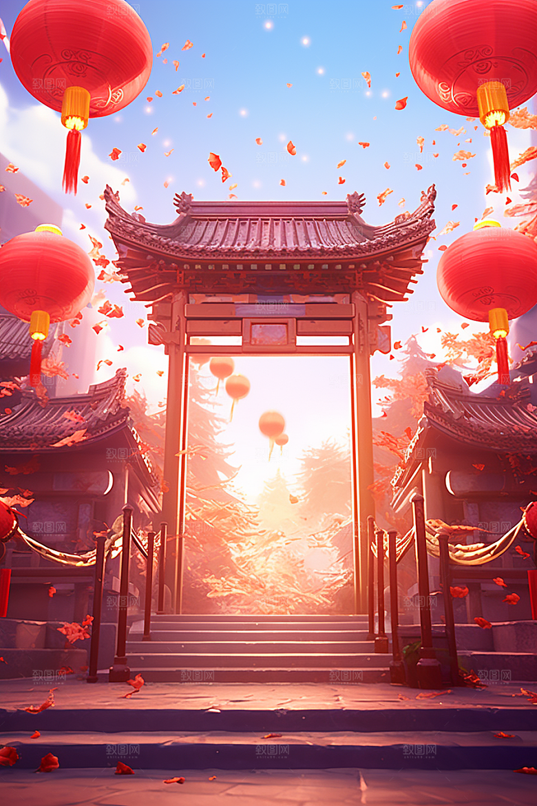 新春开门红新年喜庆背景