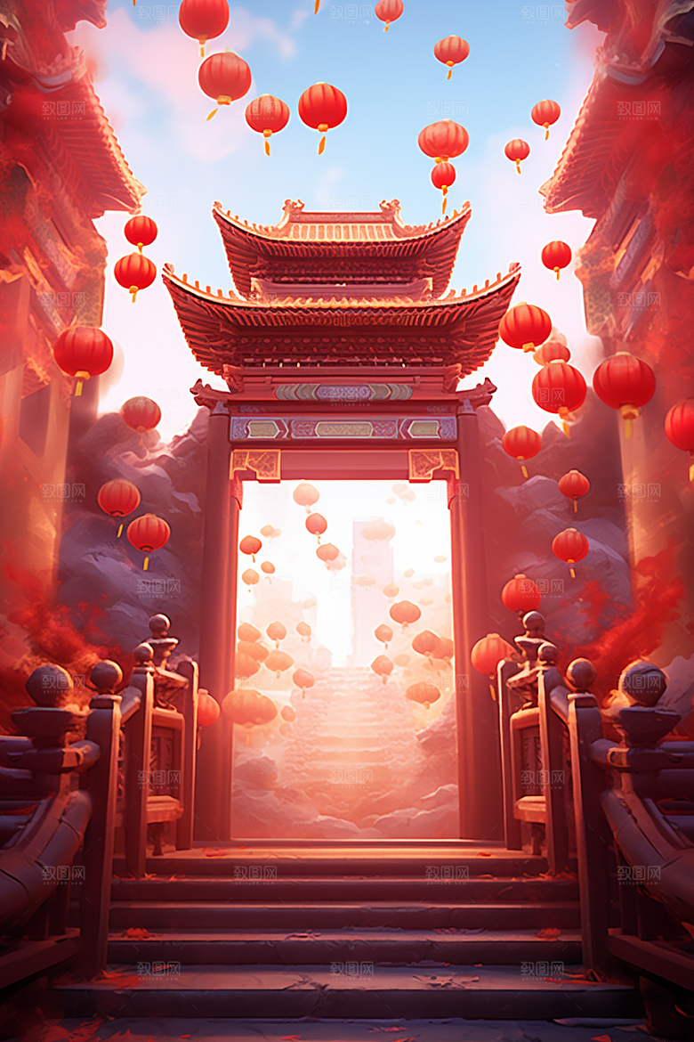 新春开门红春节新年背景