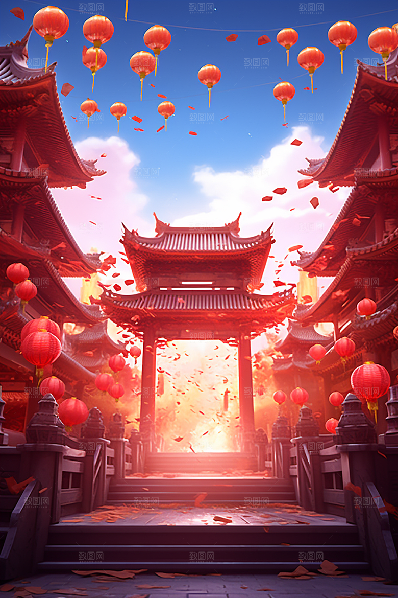 新春开门红中国风节日节庆背景