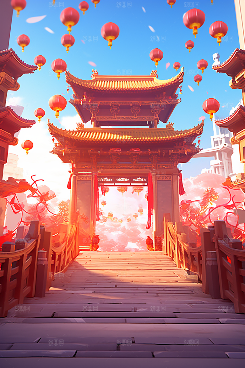 新春开门红中国风新年背景