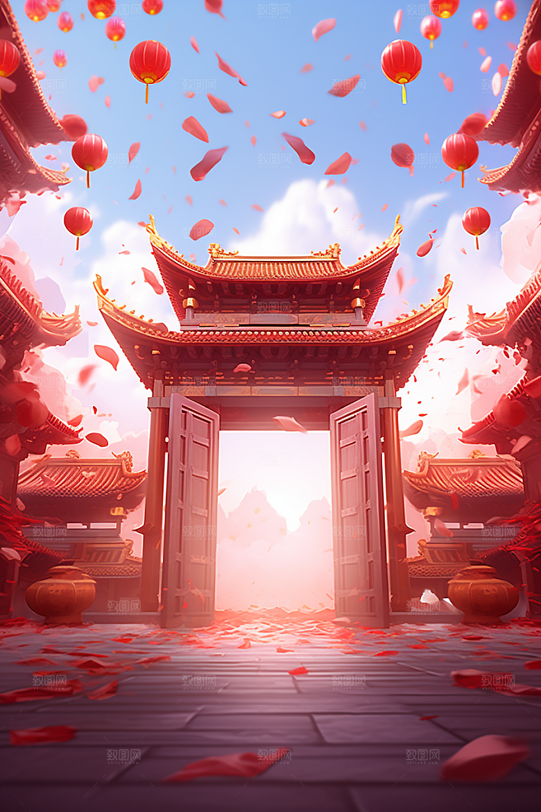 新春开门红节日节庆新年背景