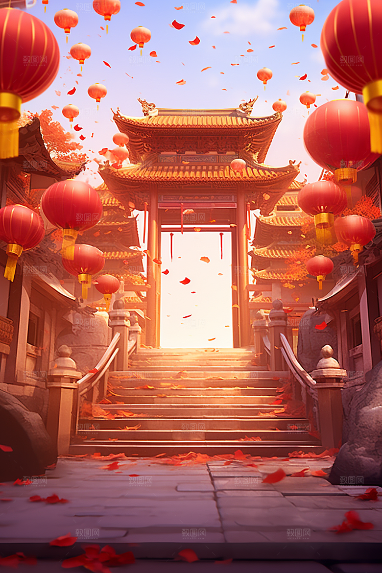 新春开门红中国风开工背景